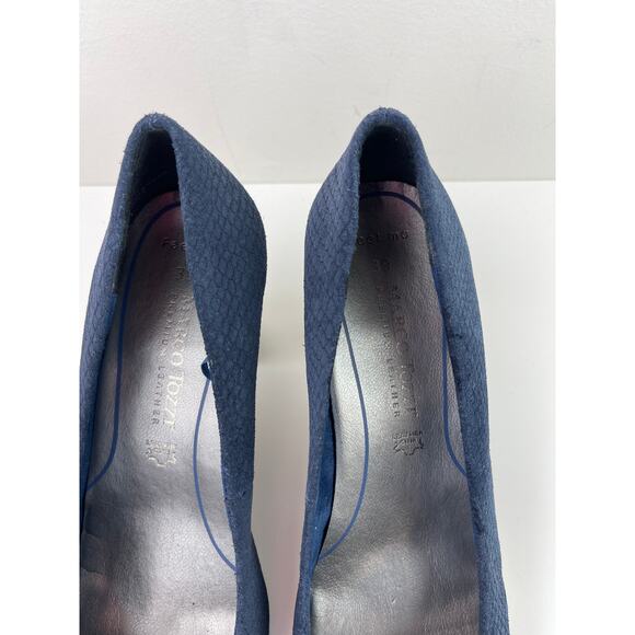 Marco Tozzi Blue Heels Snake Textured Almond Toe Block Heel Leather Size 39 8.5 - Picture 5 of 7